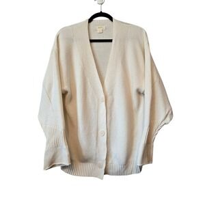Anthropologie Maeve Cashmere Blend Knit Cardigan Women's XS Ivory Oversized Boxy